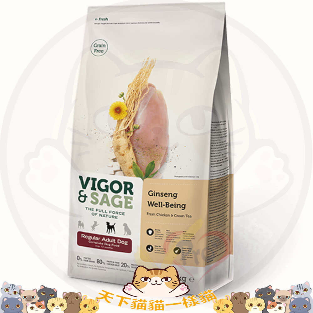 Vigor & Sage 狗糧 人蔘成犬糧 (大粒裝) Ginseng Well-Being Regular Adult Dog 12kg 