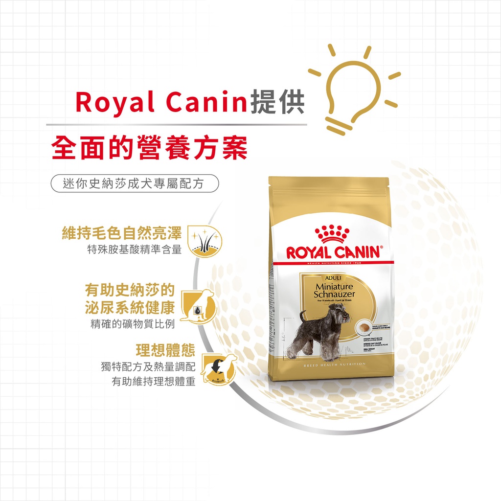 Royal Canin -  Breed 純種系列 Miniature Schnauzer Adult Dog 3KG 迷你史納莎成犬專屬配方3公斤[訂貨需時2-3天](原裝行貨)