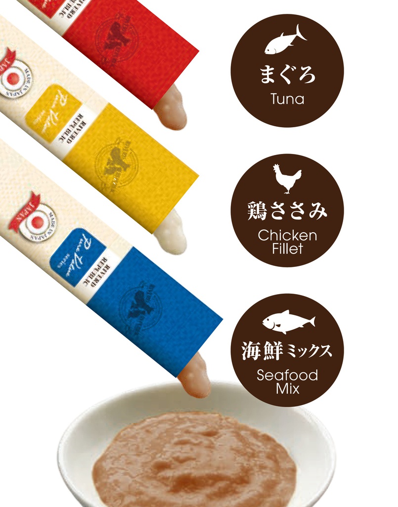 Riverd Republic NECO PUREE 60本 All Natural 日本製無添加天然肉泥棒  盒裝三款口味 (雞柳Chicken、吞拿魚Tuna、海鮮盛合Seafood mix)  RR-499