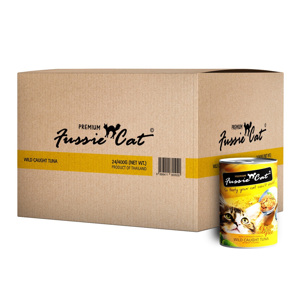 Fussie Cat Premium 400g Grain Free Wild Caught [ Tuna ] 吞拿魚 X24 原箱不散賣