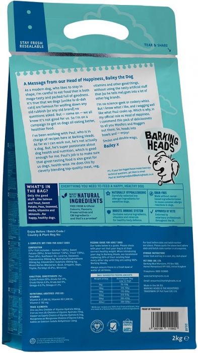 Barking Heads 無穀物全天然成犬配方（三文魚＋鱒魚）12KG(藍色) BHFD12(訂貨需時3-5天)