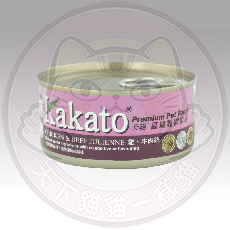 Kakato 卡格 (704) 高級寵物罐頭 雞、牛肉絲 70g