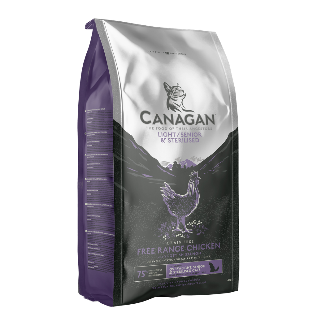 Canagan Cat 1.5kg Light／Senior／Sterilised 無穀物絕育／減肥／老貓 / 高齡 走地雞三文魚 配方