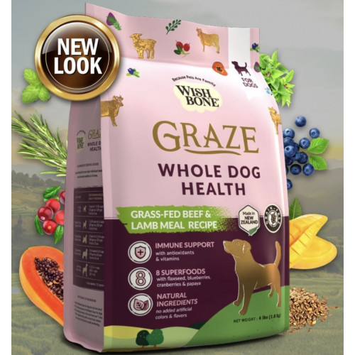 WishBone 威斯邦狗糧 Graze : Grass-Fed Beef & Lamb Meal Recipe 草飼牛 成犬配方 20lb (訂貨需時3-5天)