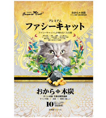 (Sand) Fussie Cat 豆腐貓砂 おから 活性碳味豆腐貓砂 [Charcoal] 7L (訂貨2-3天)