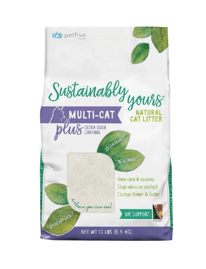 Sustainably Yours Natural Cat Litter Multi-Cat " Plus"(紫色標) 幼顆粒 5.9Kg 美國 善地球 粟米木薯凝結砂 (多貓除臭強化版) 5.9公斤