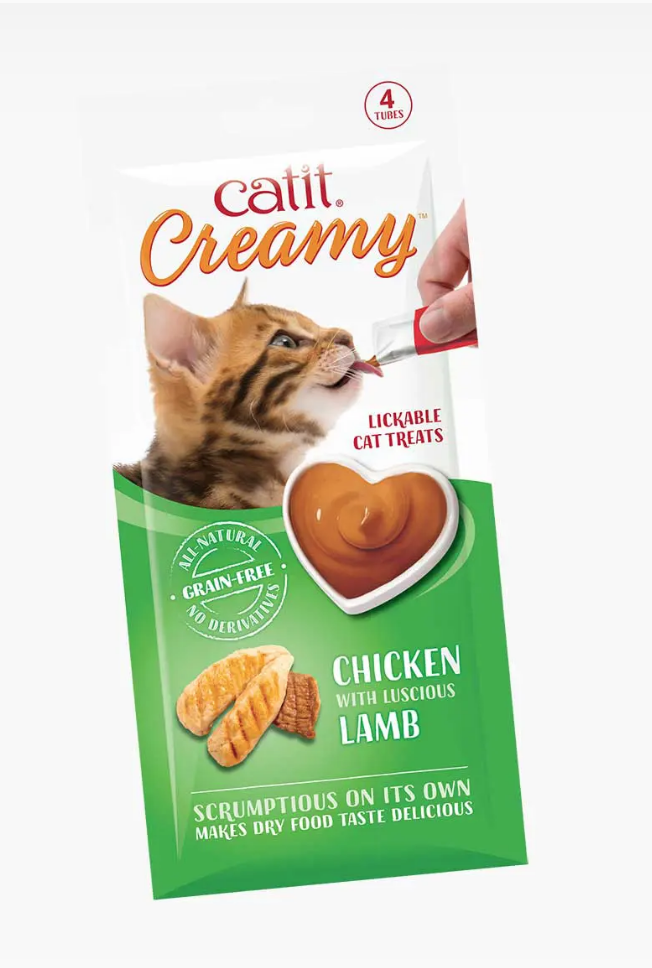 Catit Creamy Grain-Free CHICKEN and LAMB Cat Treats-Taurine added (4X10g) 無穀物天然營養雞肉+羊肉醬貓小食 - 添加牛磺酸 (4X10克) 