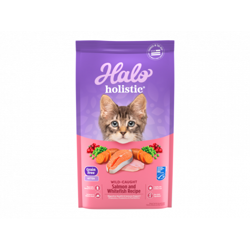 (新裝) Halo 自然光環貓糧 Holistic Grain Free KITTEN Wild-Caught Salmon and Whitefish Recipe 3lb 無穀物幼貓 野生三文魚及白魚 3磅 (34051)