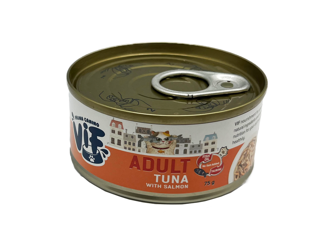 Felina Canino VIF Adult Tuna with Salmon in Gravy 75g 吞拿魚+三文魚成貓配方鮮味貓罐頭 75克 (無卡拉膠)