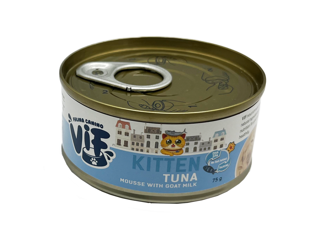 Felina Canino VIF Kitten Tuna Mousse With Goat Milk 75g 吞拿魚配羊奶幼貓慕絲貓罐頭 75克 (無卡拉膠)