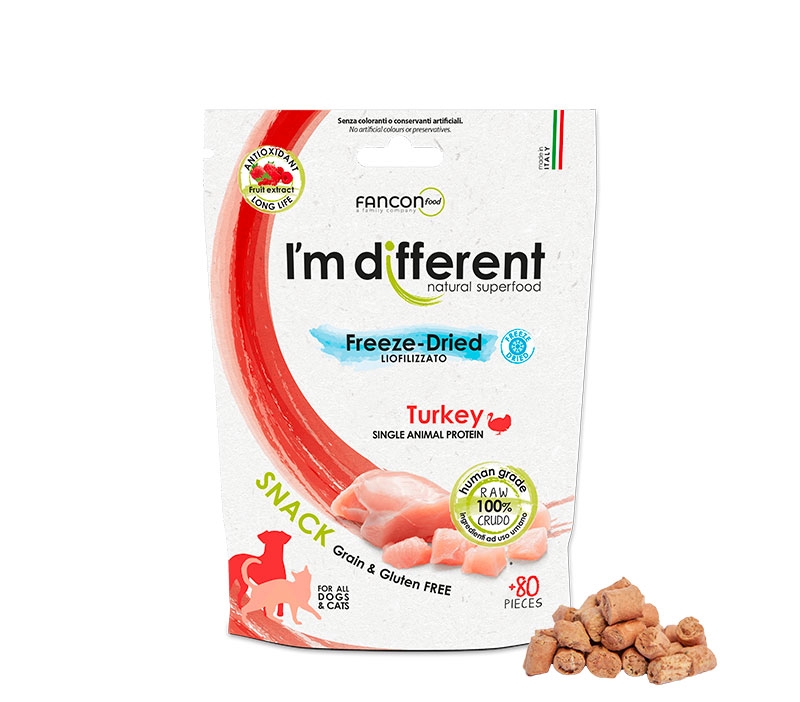 I'm different 貓小食 Freeze-Dried raw cat treats - TURKEY 40g 意大利製單一蛋白火雞凍乾小食 (無穀物,無麩,貓狗適用) 40克