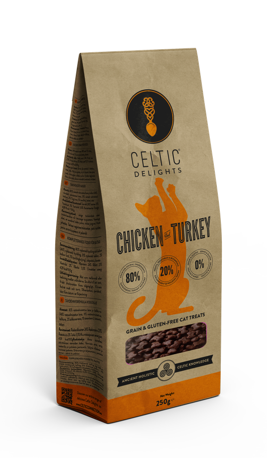 Celtic Delights 黃色小食 Chicken & Turkey Cat Treat 250g 雞肉/火雞無穀無麩天然貓小食 250克