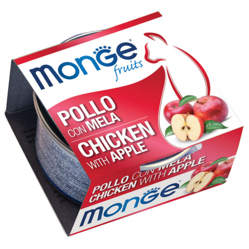 MONGE FRUITS 鮮果罐 Chicken Flakes with Apple – Adult 雞肉蘋果 (成貓) 80g