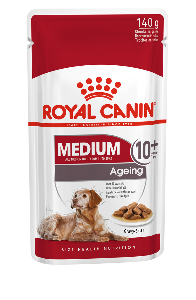 Royal Canin -  Health Nutrition 健康營養系列 Medium Ageing 10+ Dog (Gravy) 140GX10 中型老犬10+營養主食濕糧(肉汁) 140克x10[訂貨需時2-3天](原裝行貨)