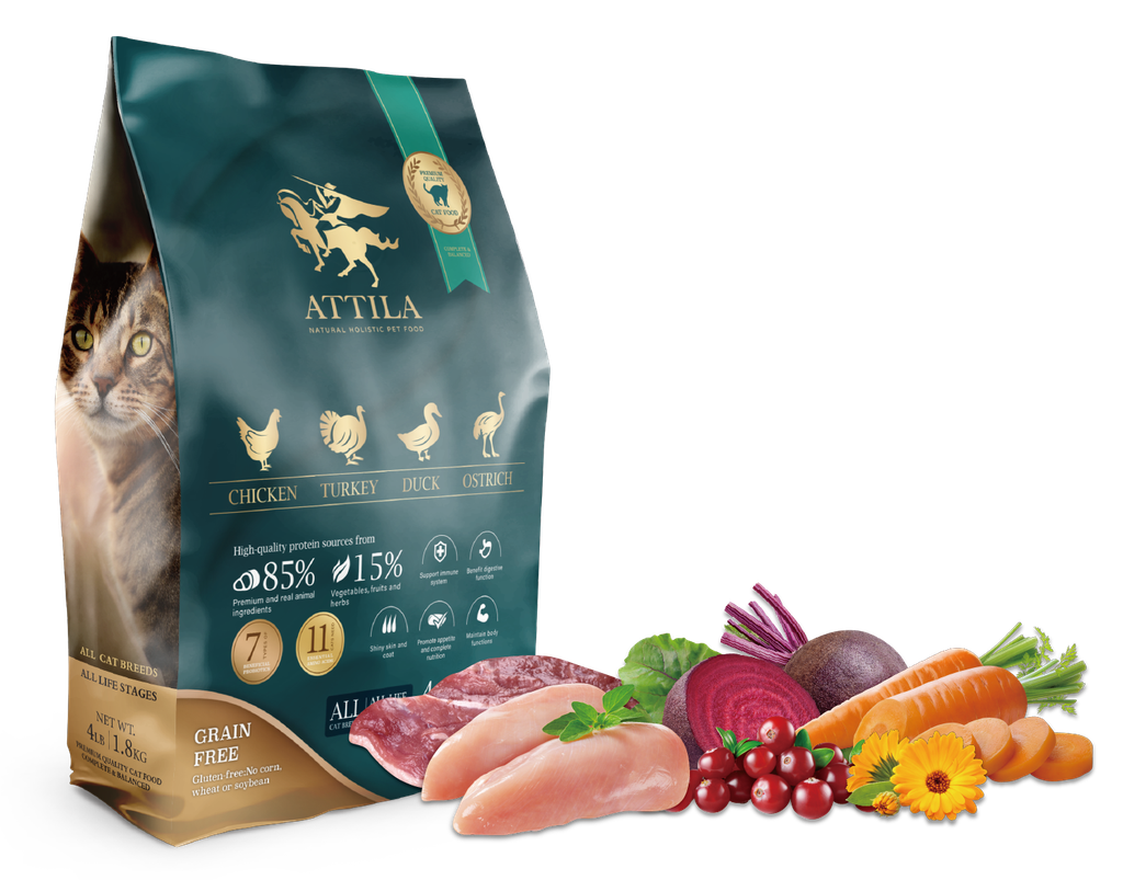 ATTILA 阿提拉 Chicken & Turkey & Duck & Ostrich 雞+火雞+鴨+鴕鳥 4.5kg 無穀全齡貓糧 (LA4450)