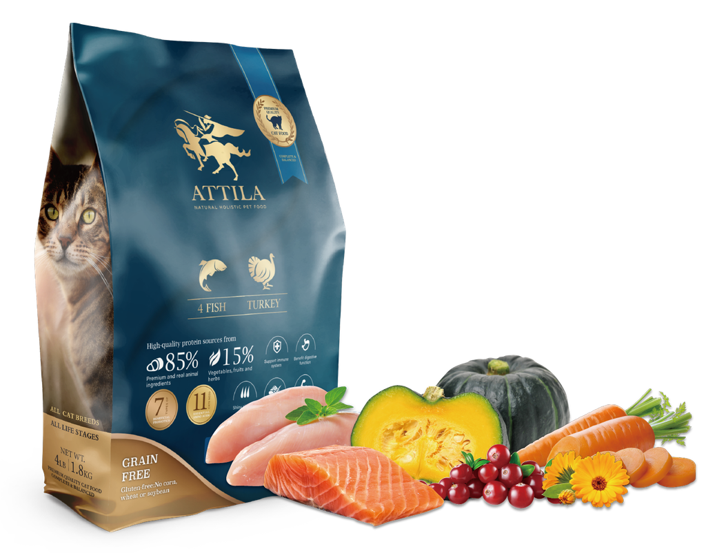 ATTILA 阿提拉 4 Fish & Turkey 四種魚+火雞 1.8kg 無穀全齡貓糧 (LA6180)