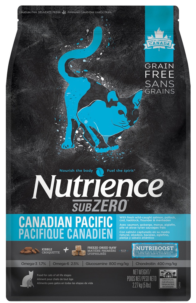 NUTRIENCE SubZero Canadian Pacific 5LB 凍乾鮮三文魚+鯡魚 無穀物 七種魚全貓配方 (C2602)