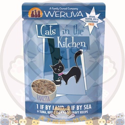 [C09] CWva 1058 W藍包] Weruva 1058 濕包 (藍包) Cats in the Kitchen - 1 If by Land, 2 if By Sea 吞拿魚+牛肉+三文魚 美味肉汁 (藍)