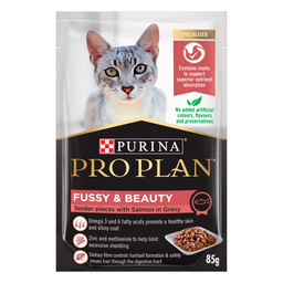 [C04]_pProP Fussy 143395] Purina Pro Plan (新裝: Fussy & Beauty) 成貓毛髮亮麗配方 主食濕糧 醬汁三文魚 85g