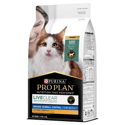 [B08]_ProPlan &quot;LIVECLEAR系列&quot; (白條) Hairball (136069)] Purina Pro Plan "LIVECLEAR系列" (白條) Indoor Hairball Control 1.5KG 舒敏系列™ 成貓 室內去毛球配方 1.5公斤 (啡白貓頭)