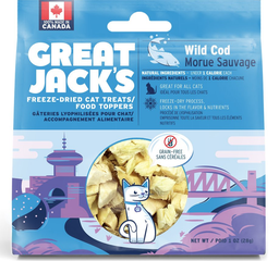 [ZY]_GreatJack085鱈魚] 完_加拿大 Great Jack's 冷凍脫水野生鱈魚小食(貓) {Cod} Freeze-Dried Grain-Free Cat Treats 大包85g (Expiry Date: 24/11/2022)