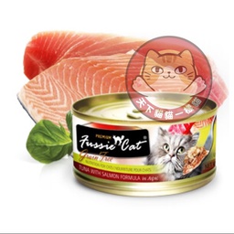 [C07]_cFCa_FB02 罐] Fussie Cat Premium 80g FB02 tuna with salmon 黑鑽 吞拿魚, 三文魚