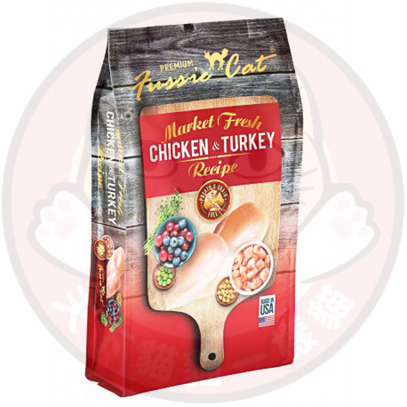 (凡買10lb 裝1包, 送2lb 裝1包 (味道隨機), 送完即止) Fussie Cat Market Fresh [ Chicken & Turkey Meal ] 無穀物雞肉及火雞配方 10磅