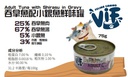 Felina Canino VIF Adult Tuna with Shirasu in Gravy 75g 吞拿魚+小銀魚成貓配方鮮味貓罐頭 75克 (無卡拉膠)