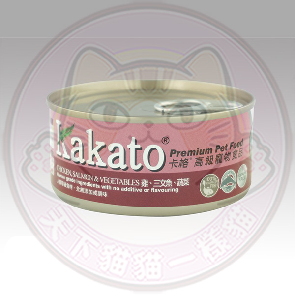 Kakato 卡格 (834) 高級寵物罐頭 雞、三文魚、蔬菜 170g