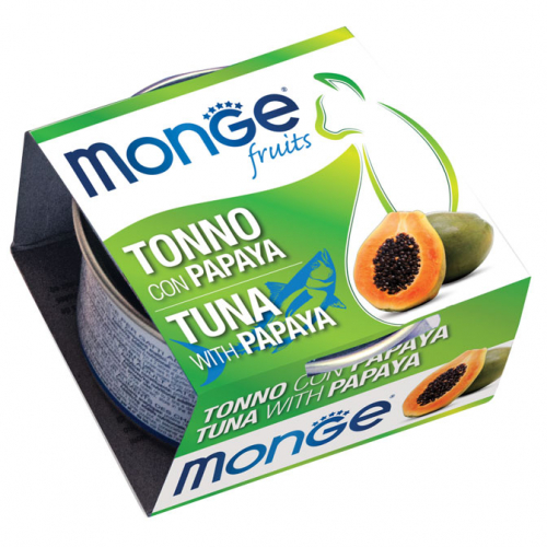 MONGE FRUITS 鮮果罐 Tuna Flakes with Papaya – Adult 吞拿魚木瓜 (成貓) 80g