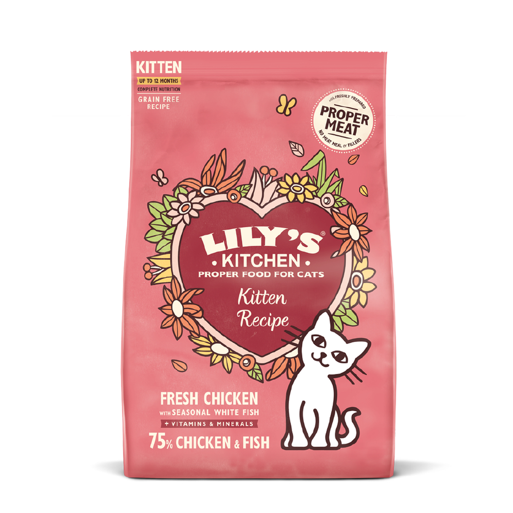 Lily's Kitchen [ Chicken & White Fish Kitten Dry Food ] 莉莉廚房貓糧 75%低磷無榖物幼貓餐 800g (kitten)(深粉紅) {原裝行貨}