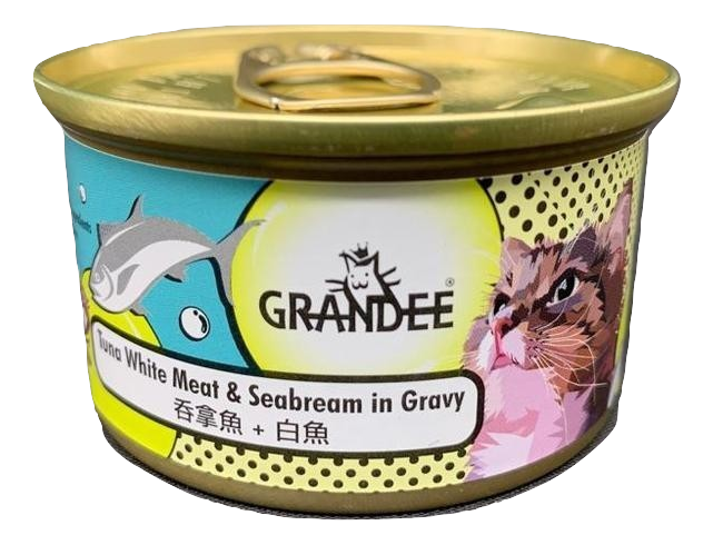 Grandee 80g TUNA white meat ＆ SEABREAM in Gravy  無穀物貓罐頭 汁煮吞拿⿂ + 鯛魚(白魚) 80克 