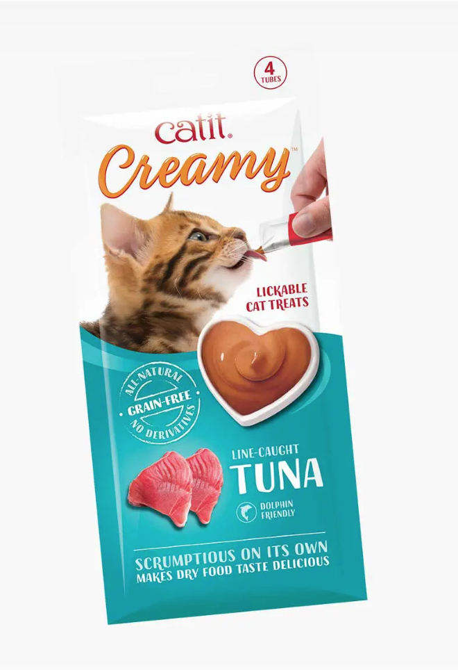 Catit Creamy Grain-Free TUNA Cat Treats-Taurine added (4X10g) 無穀物天然營養呑拿魚醬貓小食  - 添加牛磺酸 (4X10克) 