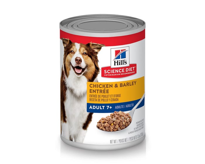 Hill's Dog Adult 7+Chicken & Bariey Entée 罐 #7055 高齡犬 7+ 雞肉味狗罐頭 13OZ X 12罐 [訂貨需時5-7天］