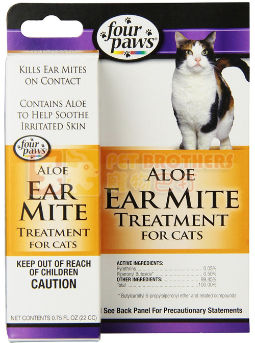 [斷貨中, 未有返貨日期, 可訂貨等貨到] Four Paws Aloe Ear Mite Treatment For Cat 貓用殺虱耳水(BC1732)