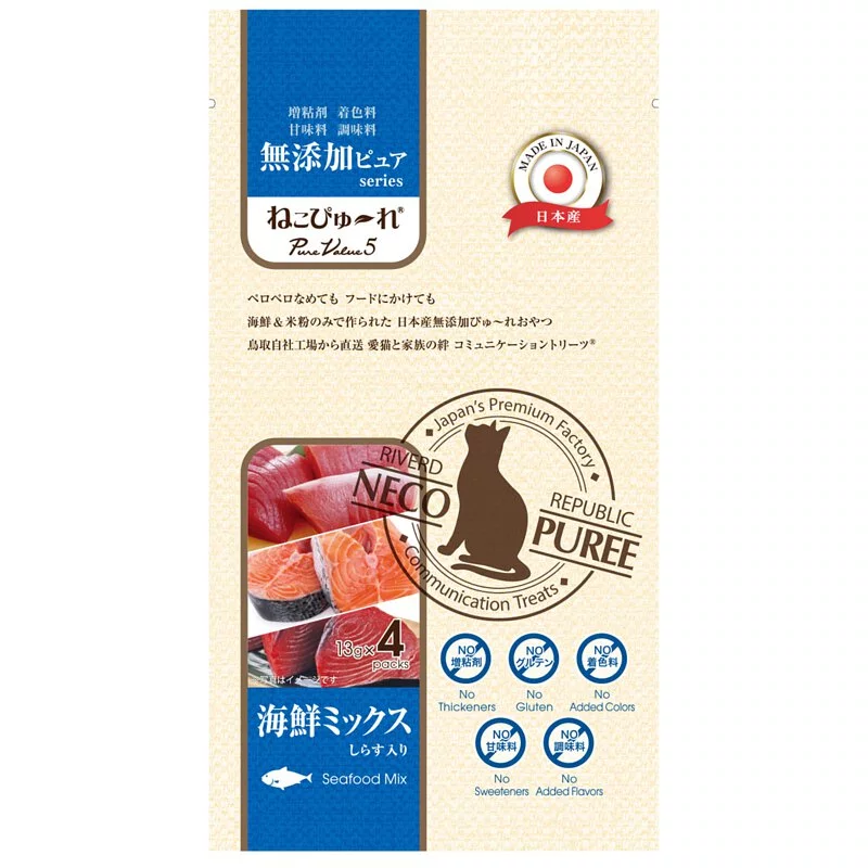 Riverd Republic NECO PUREE 4本 PureValue5 日本製無添加天然肉泥棒 (海鮮盛合Seafood Mix- 吞拿魚、鰹魚、三文魚) RP010C-4(RR-530)