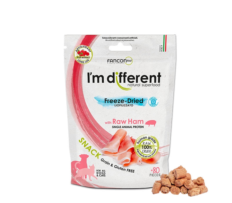 I'm different 貓小食 Freeze-Dried raw cat treats - RAW HAM 40g 意大利製單一蛋白火腿凍乾小食 (無穀物,無麩,貓狗適用) 40克