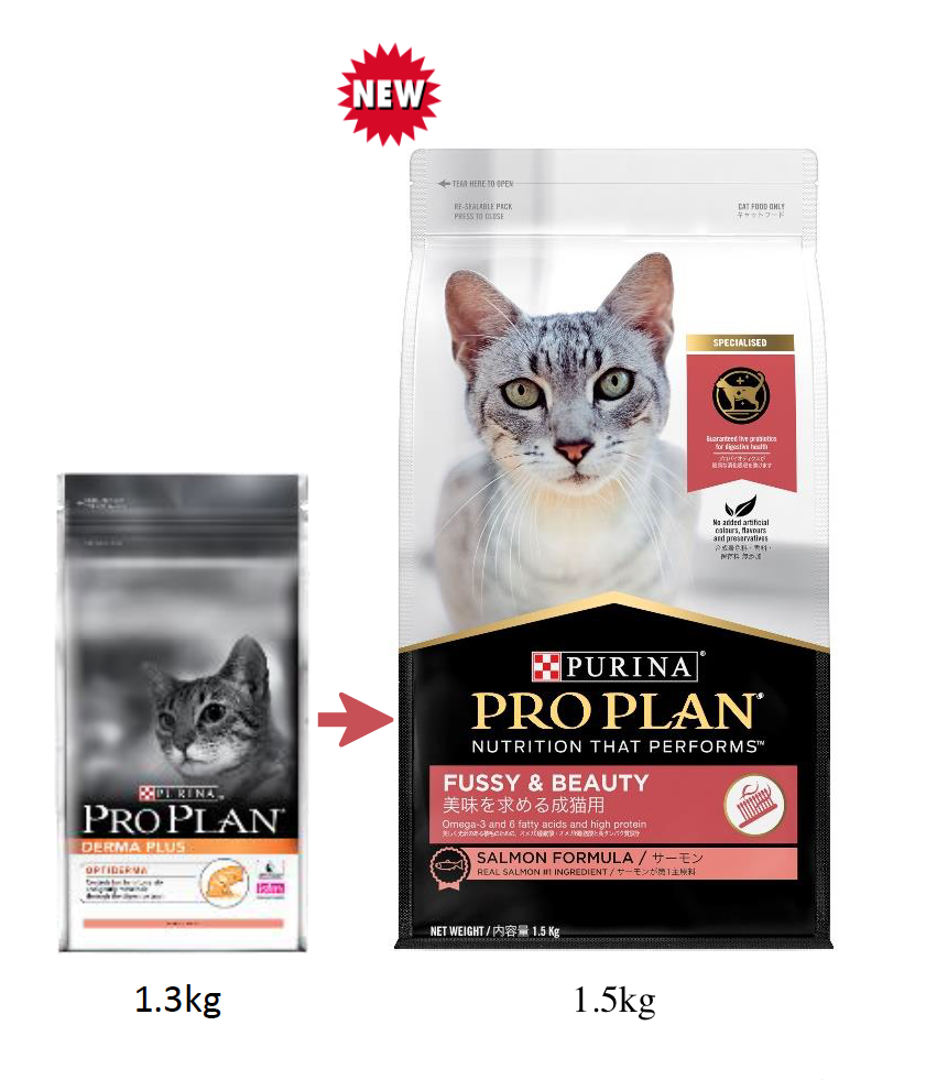 Purina Pro Plan 1.5kg Fussy & Beauty  (Derma Plus的新裝) 成貓美毛亮麗配方(三文魚) 1.5公斤