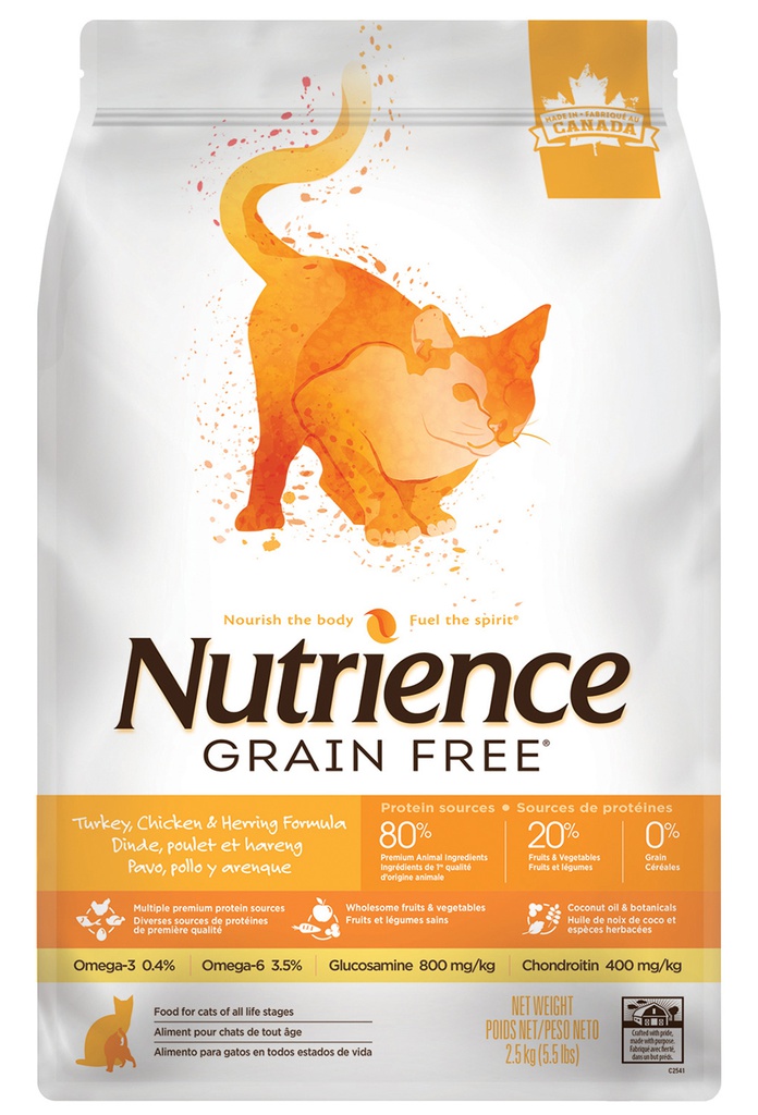 NUTRIENCE Grain Free 2.5KG Turkey & Chicken & Herring Formula 無穀物 火雞+雞+鯡魚 全貓配方 (C2541)