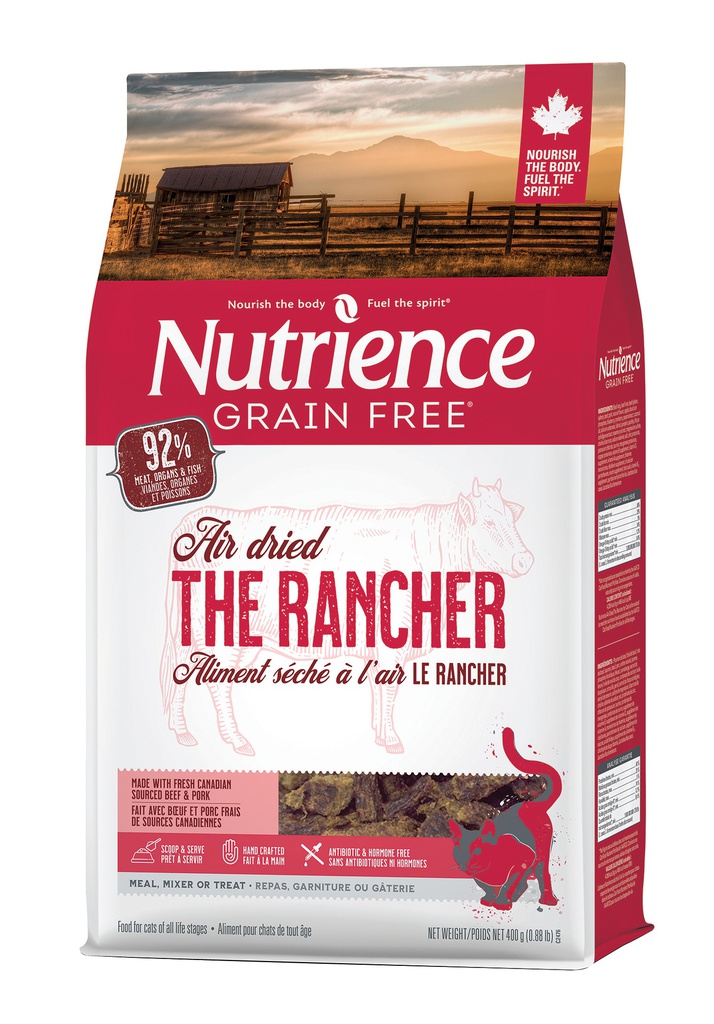 NUTRIENCE Grain Free 400G Air Dried The Rancher【牧場風味】牛+三文魚+豬 風乾貓糧 全貓配方