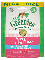 [ZY] S_GRN_(粉紅袋) Sal] GREENIES FELINE Dental Treats 潔齒貓小食 4.6oz (紅袋) 三文魚味 Salmon 